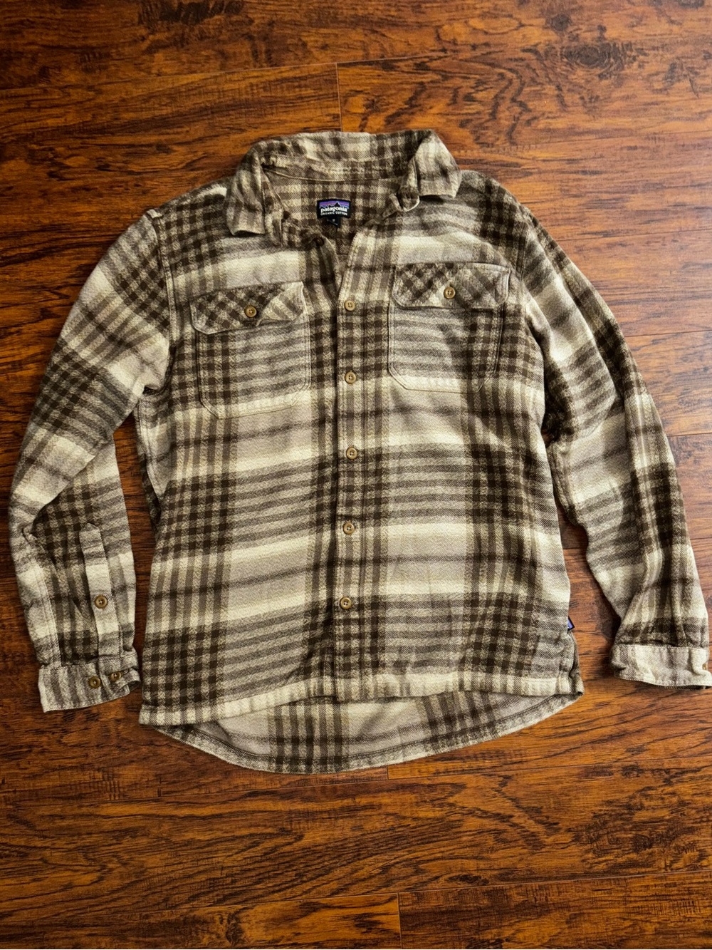 Patagonia Organic Cotton Fjord Flannel Shirt Long Sleeve Brown Plaid Button-Up